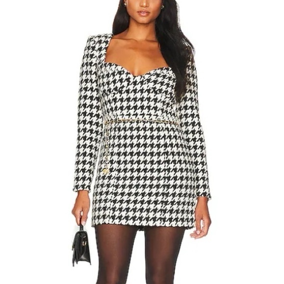 NWT ASSIGNMENT Blair Mini Dress Houndstooth Dress Size M - Picture 3 of 12